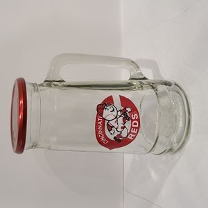 Vintage Cincinnati Reds Planters Peanuts Mug o Nuts Glass Jar with Original Lid